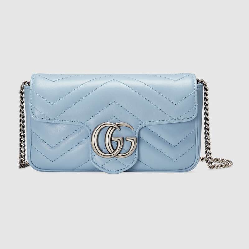 Gucci GG Marmont Matelasse Super Mini Shoulder Bag 476433 Pastel blue